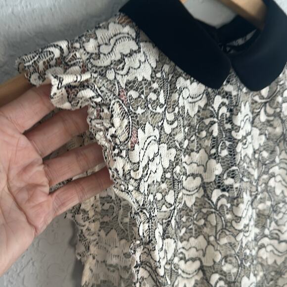 Zara Lace Sleeveless Top Sheer Peter Pan Collar Victorian Romantic Modest - Picture 8 of 10